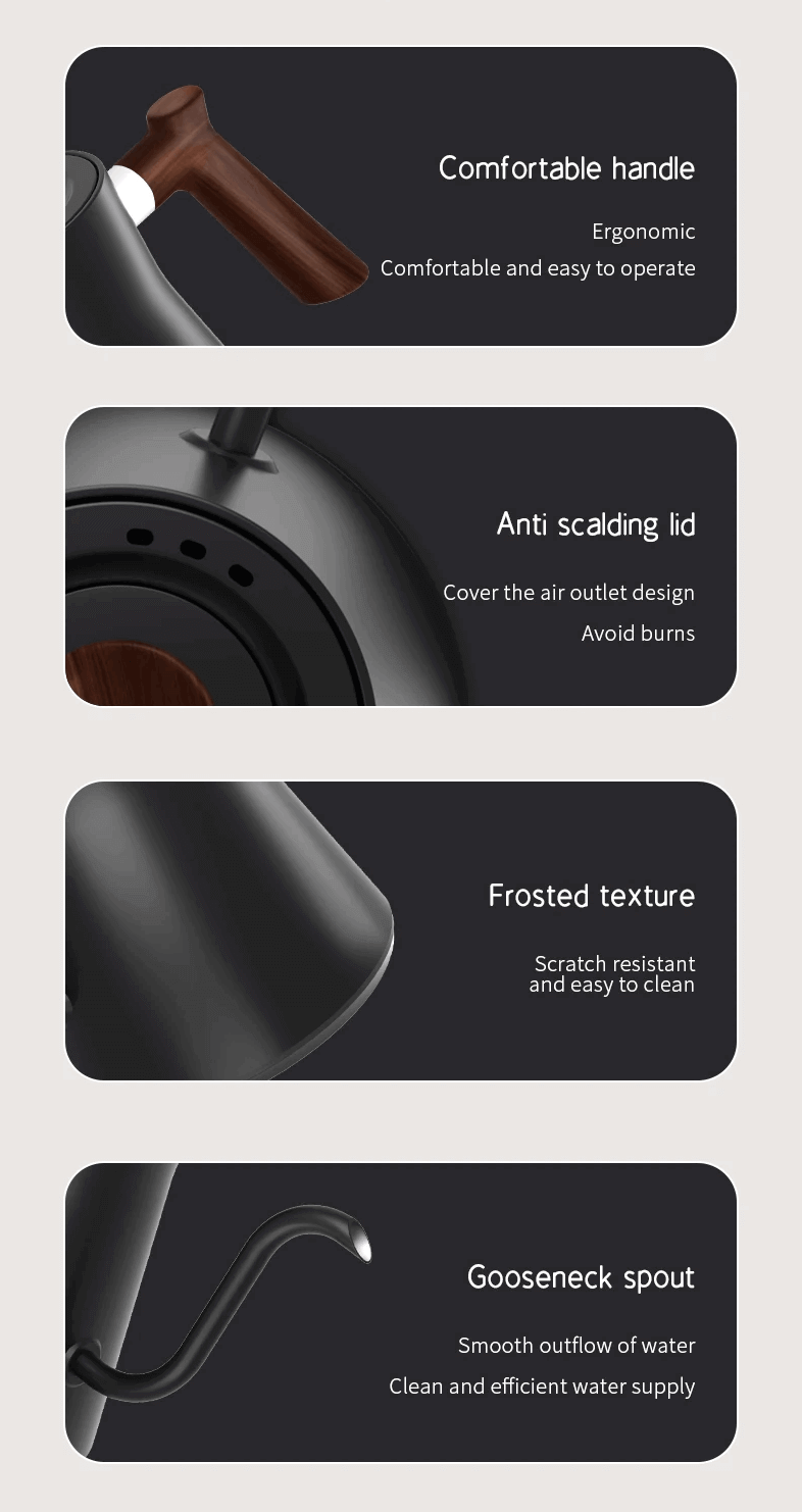 Svanehals Præcisions-Elkedel 0,9L – Temperaturkontrol 40-100°C - BloomVik